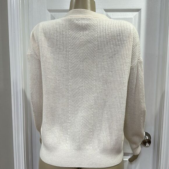 PURE COLLECTION RIBBED V-NECK CARDIGAN. SOFT WHITE - Picture 4 of 6